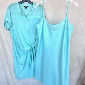 Vintage y2k DKNY Silk Slip Dress Wrap Dress Twist Tie Front With Shirt Dress